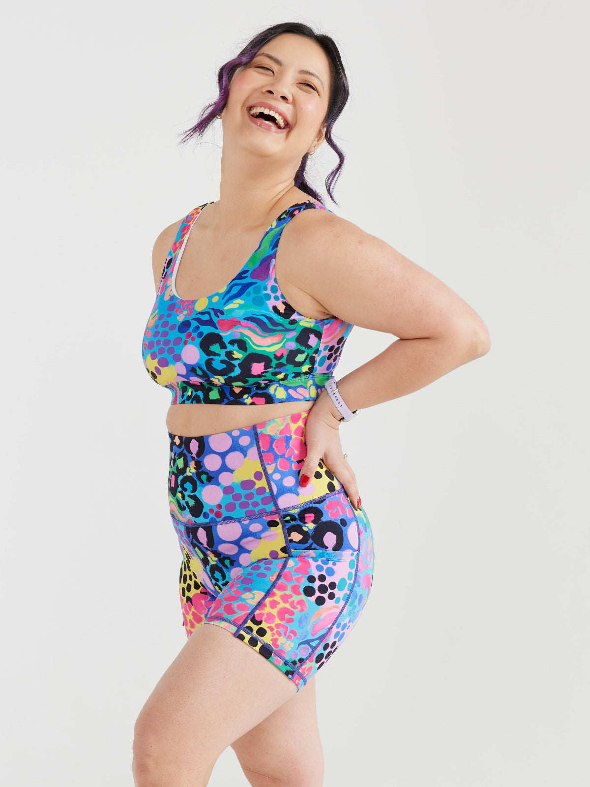 Electric Leopard Active Swim Crop