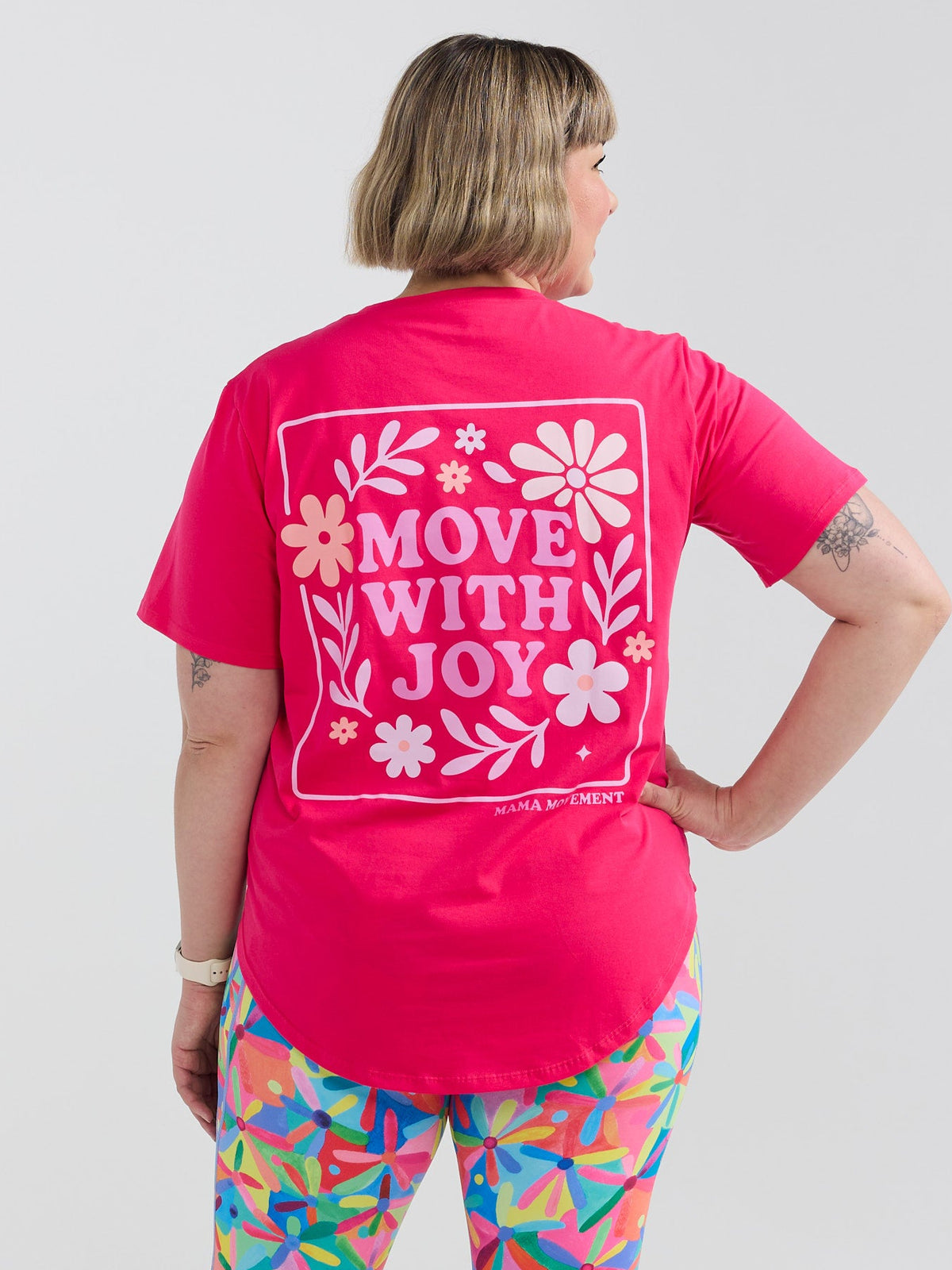 Hot Pink Active Curve Positivi-Tee - "Move With Joy"