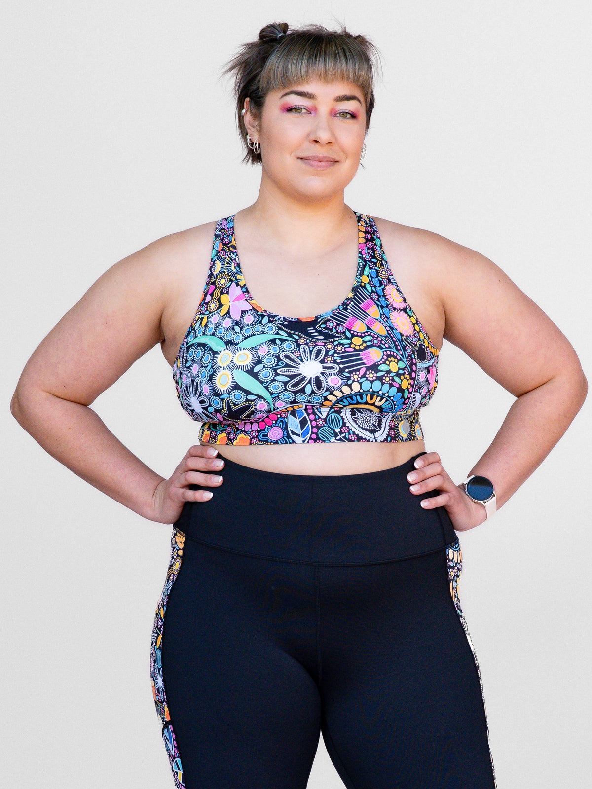 Coastal Wildflowers Be Free Hookback Sports Bra