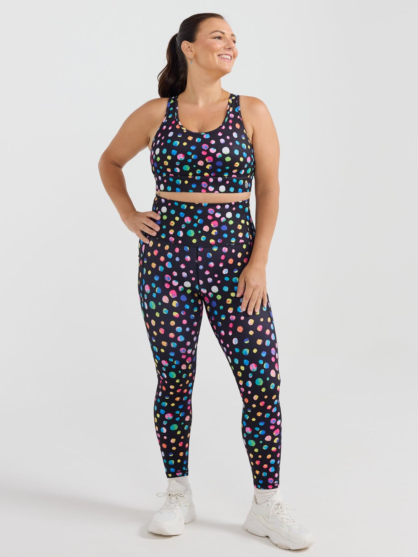 Night Polka Liberty Hookback Crop - Kasey Rainbow print