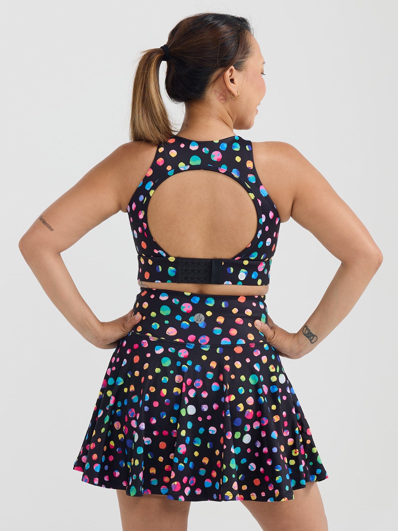 Night Polka Liberty Hookback Nursing Crop - Nursing Sports bra clip back