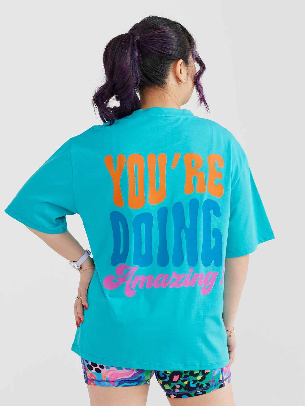 Teal BoxFit Positivi-Tee - 'You're Doing Amazing'