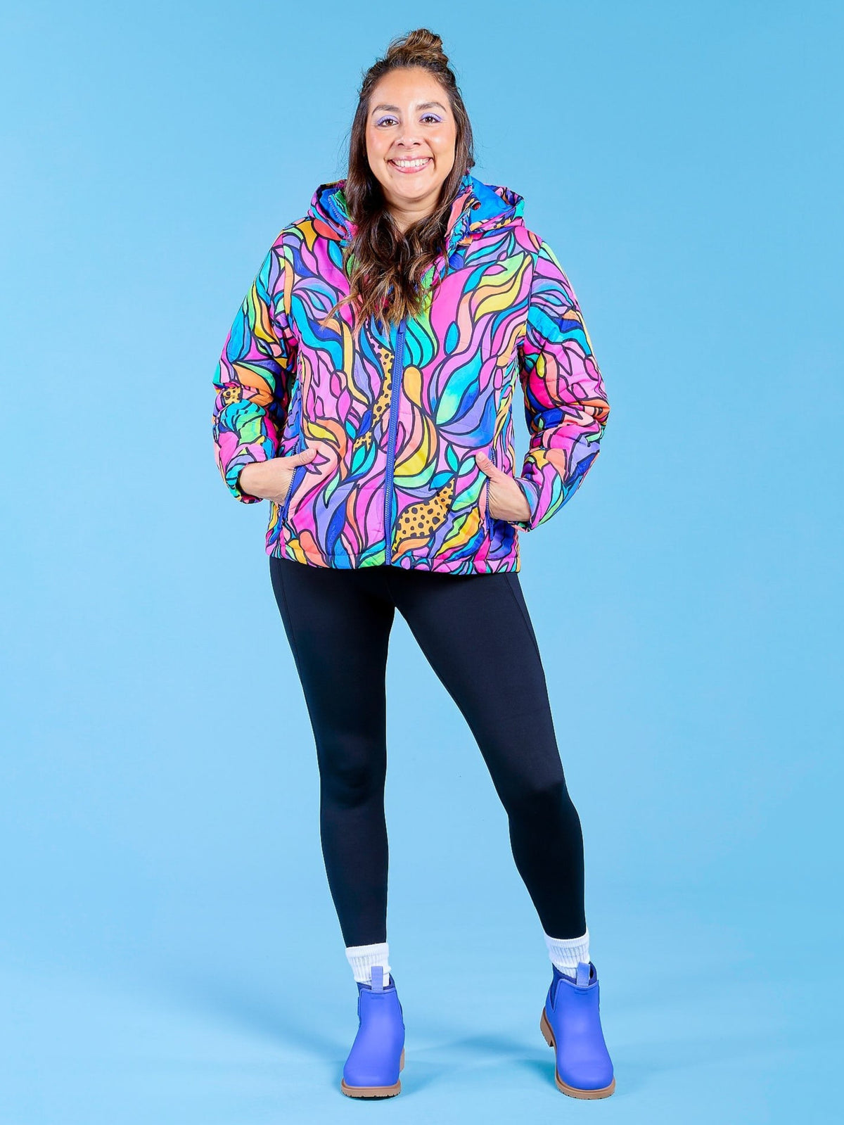 Amazon Hooded Puffer Jacket - colourful puffer jacket removable hood