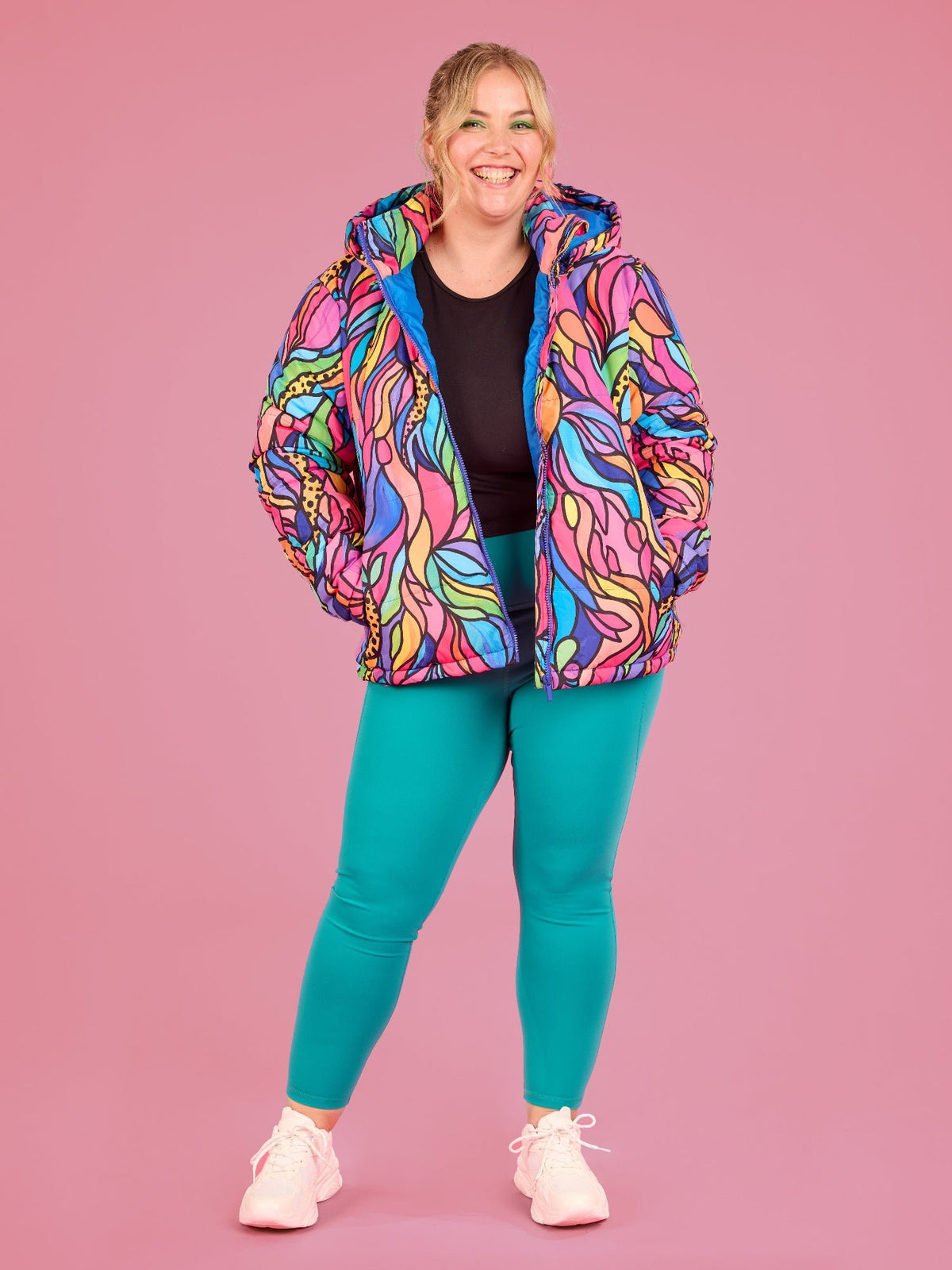 Amazon Hooded Puffer Jacket - long sleeve puffer jacket with hood lined pockets plus size
