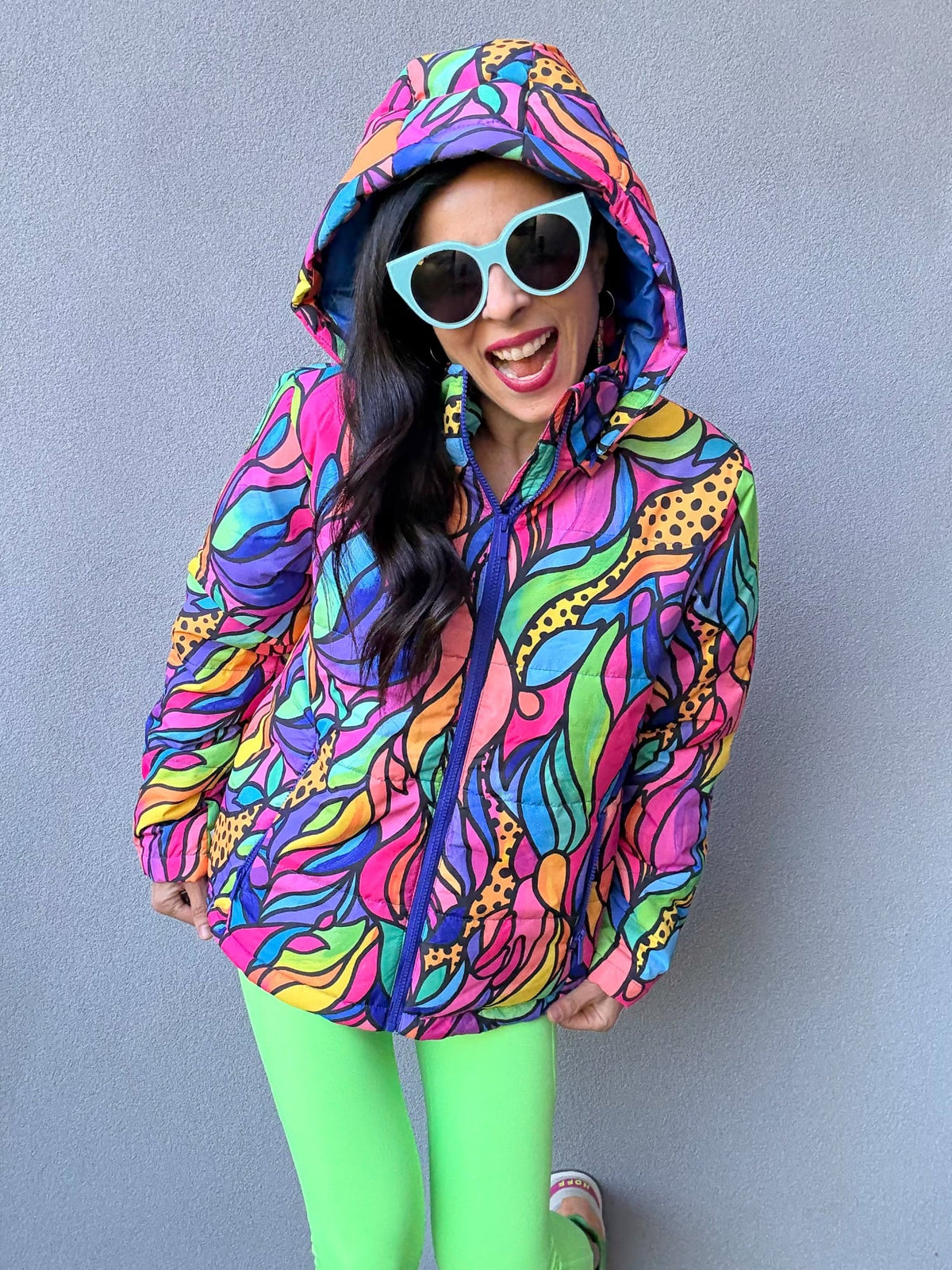 Amazon Hooded Puffer Jacket - Kasey Rainbow colourful warm winter puffer jackets