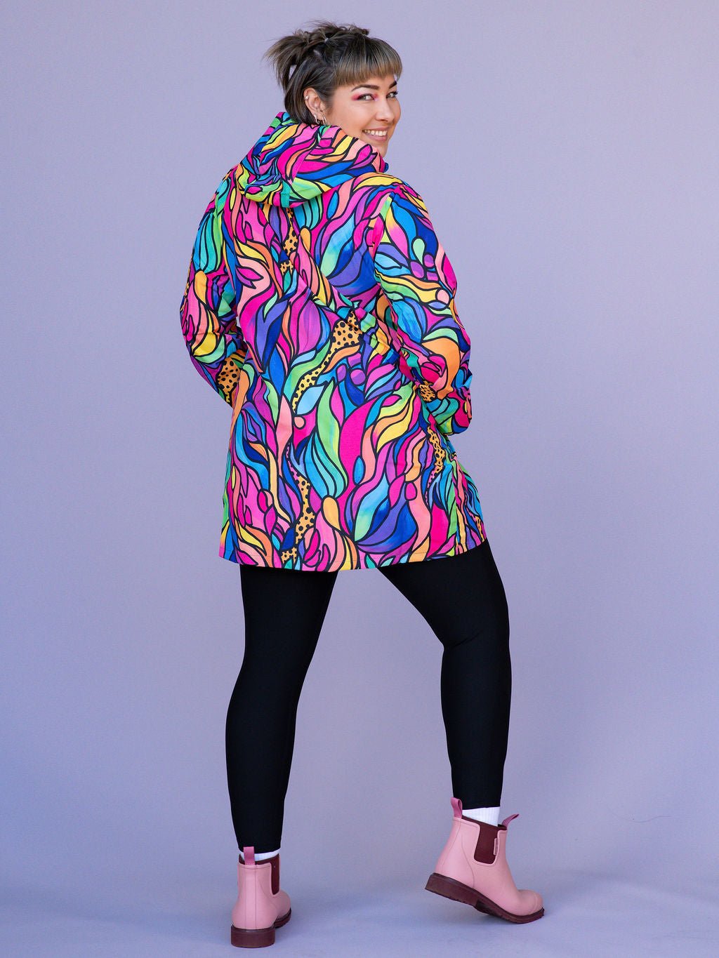 Amazon Longline Raincoat - kasey rainbow print raincoat
