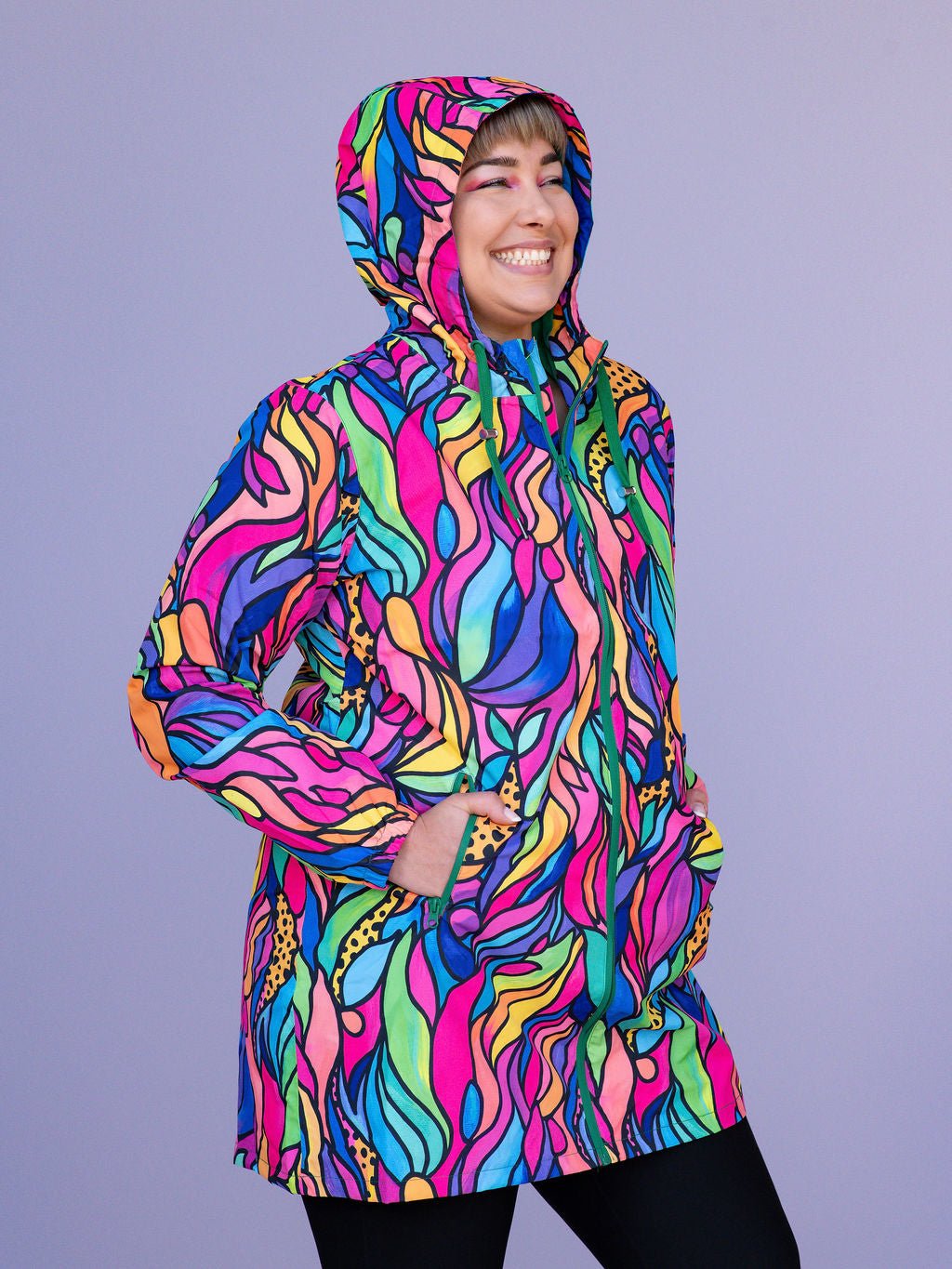 Amazon Longline Raincoat - womens rain coat waterproof adjustable hood