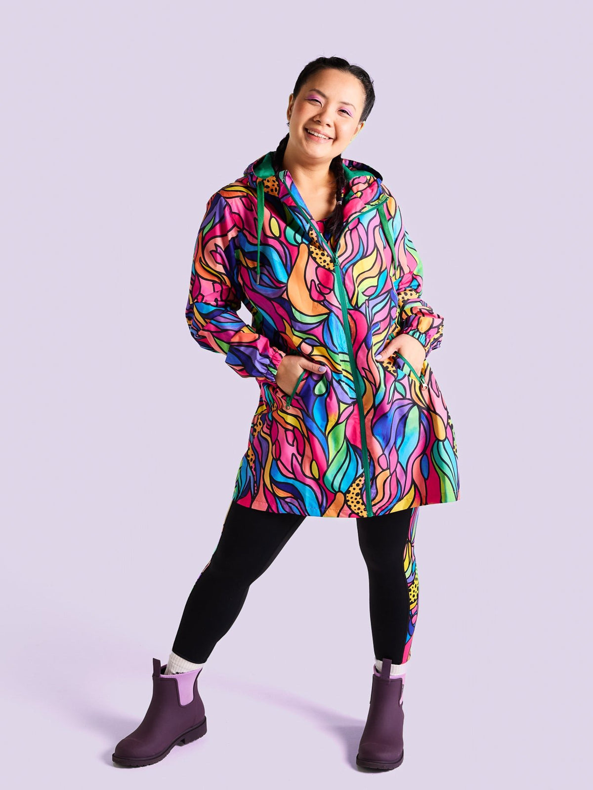 Amazon Longline Raincoat - kasey rainbow print spray jacket