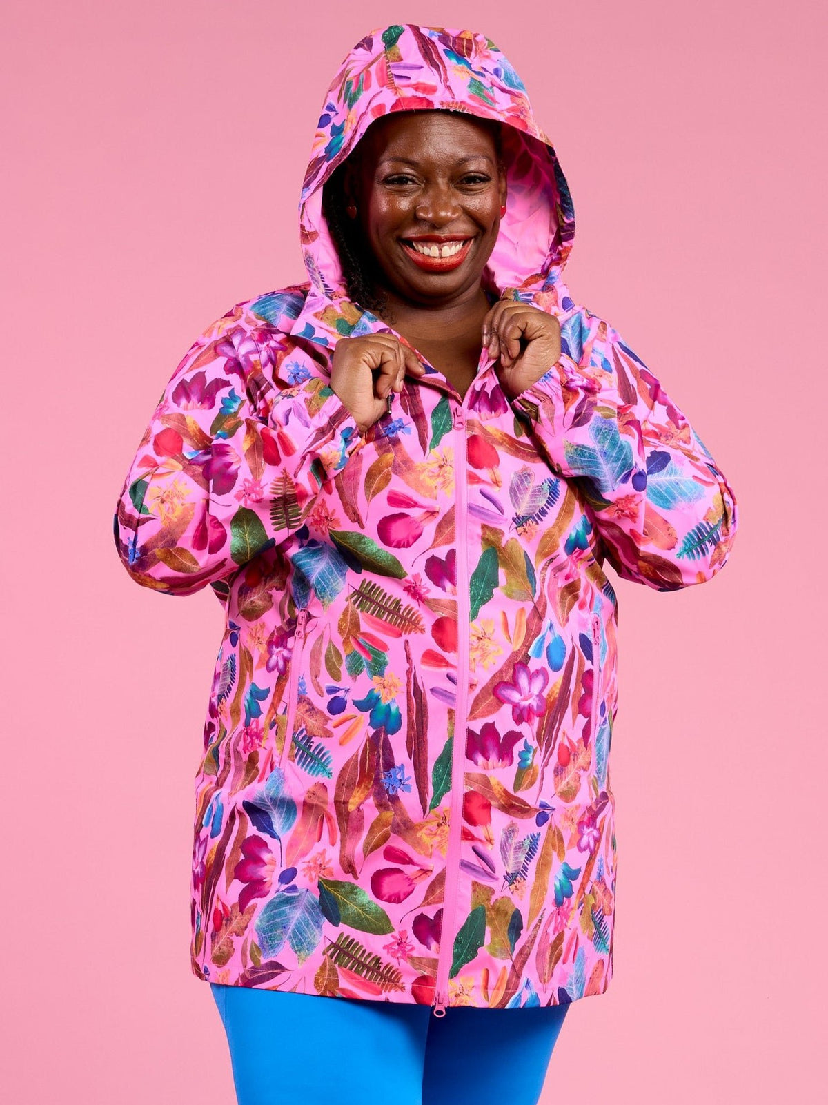 Backyard Treasures Longline Raincoat - adjustable hood jacket