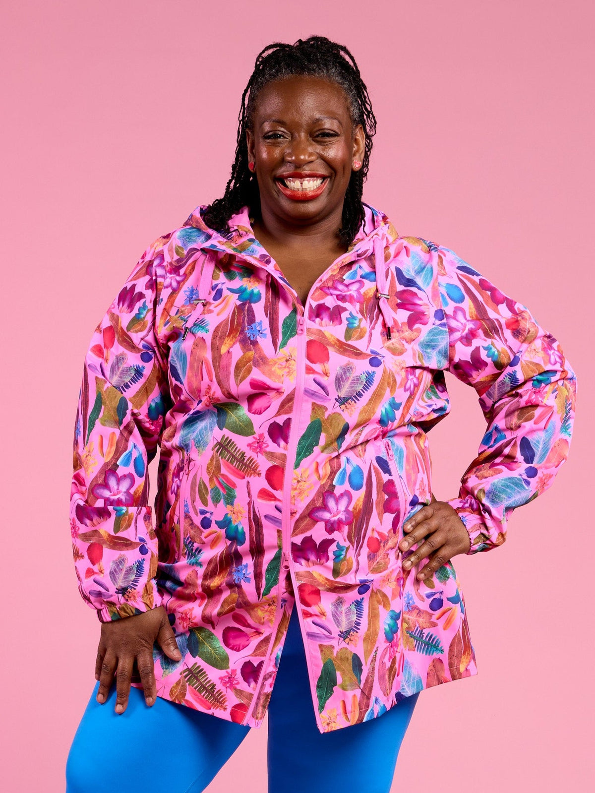 Backyard Treasures Longline Raincoat - plus size lady's rain coat made from recycled plastic bottles