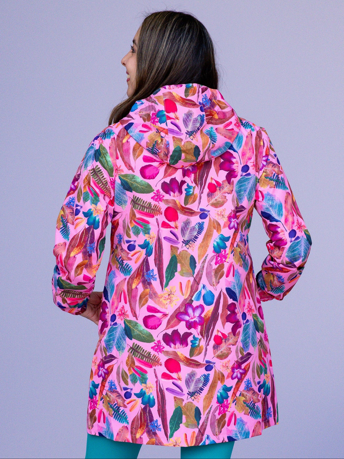 Backyard Treasures Longline Raincoat - eco friendly fabric petite size