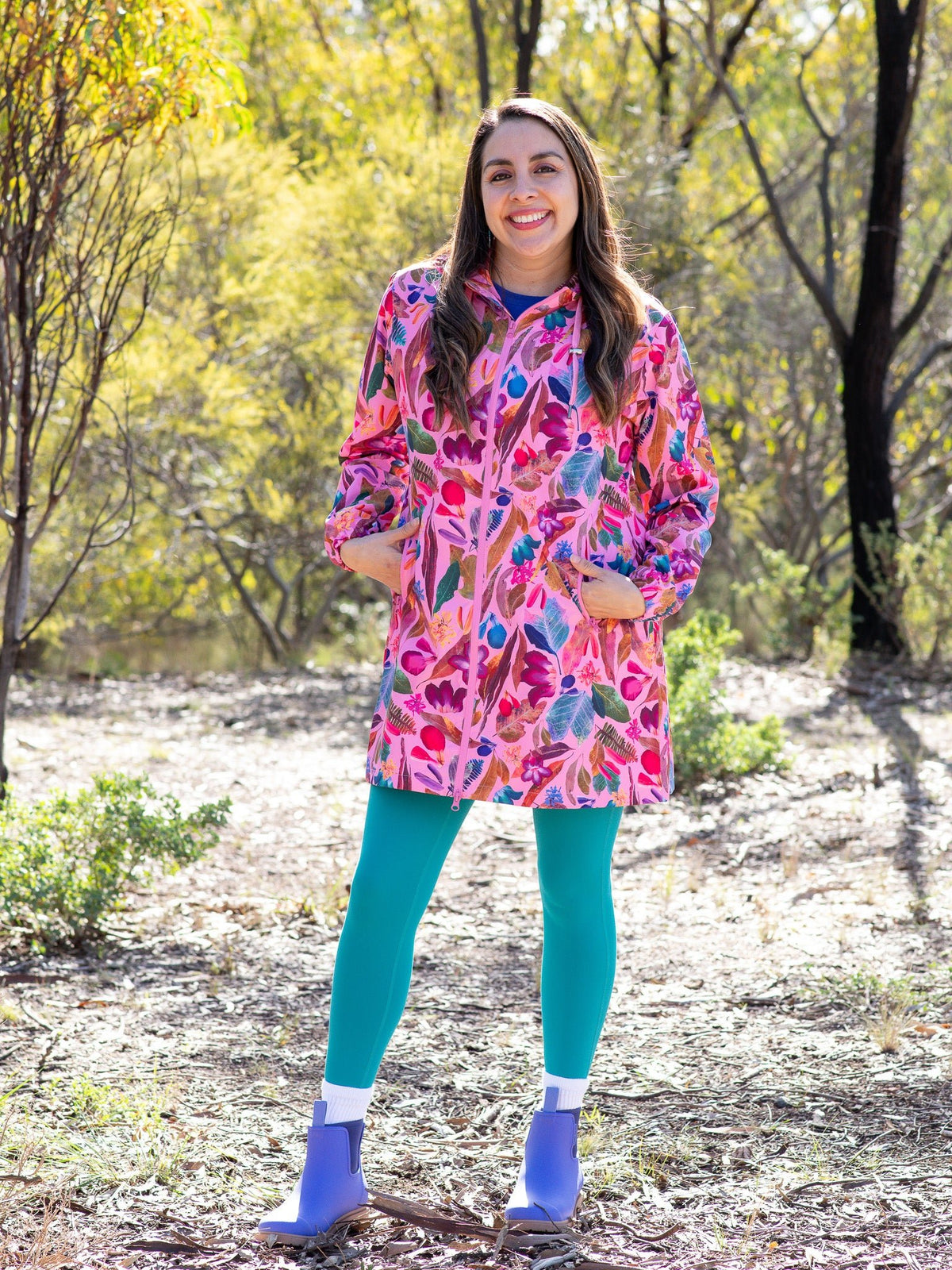 Backyard Treasures Longline Raincoat - womens waterproof jacket