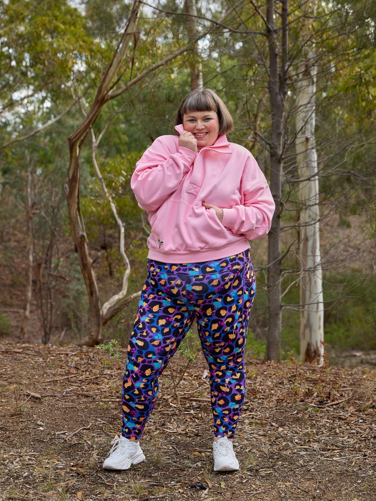 Berry Leopard Embrace Legging - 7/8 length - cosy buttery soft material high performance