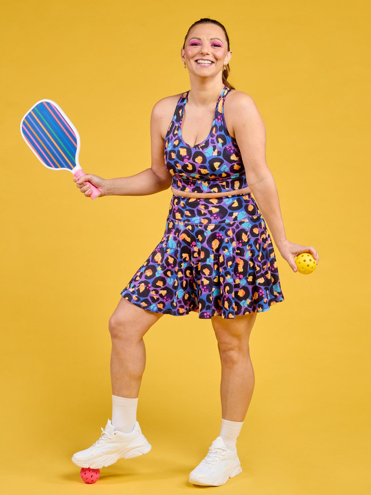 Berry Leopard Skort - mid thigh length