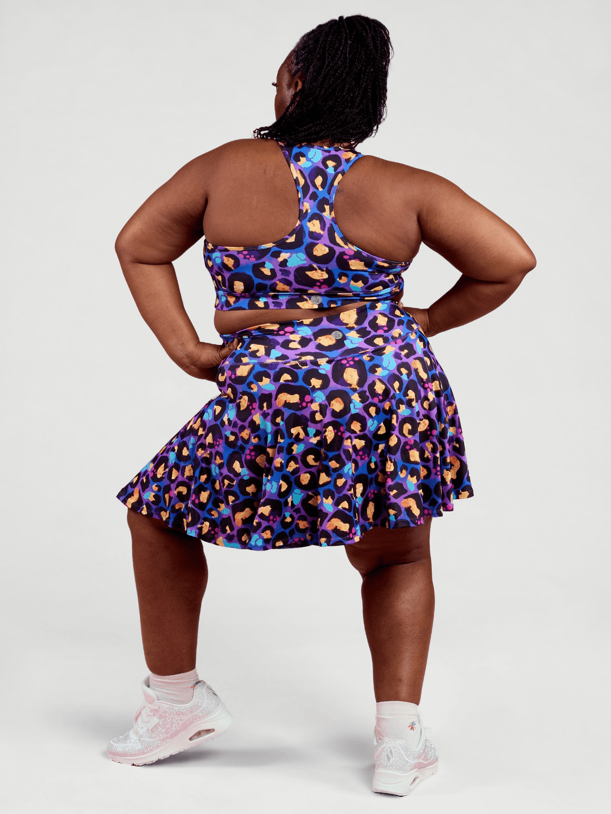 Berry Leopard Skort - plus sized skort, worn by Zee