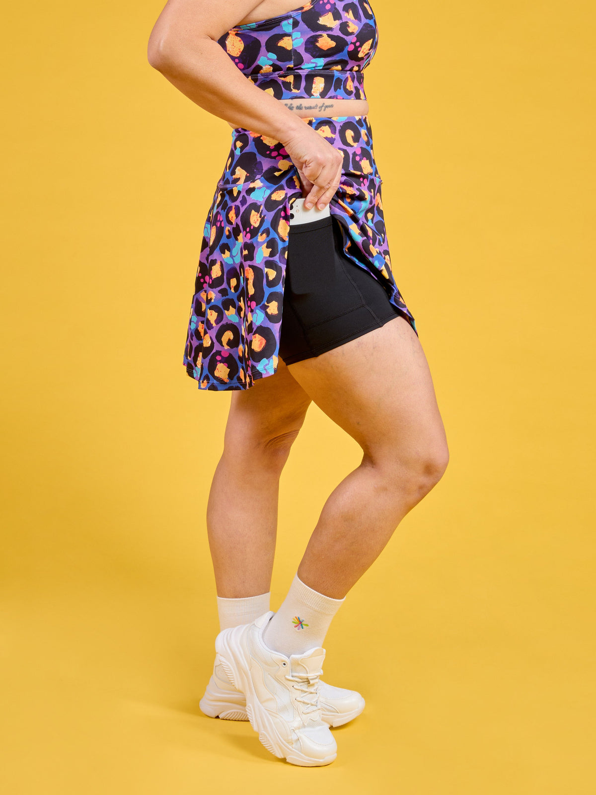 Berry Leopard Skort -hidden pockets
