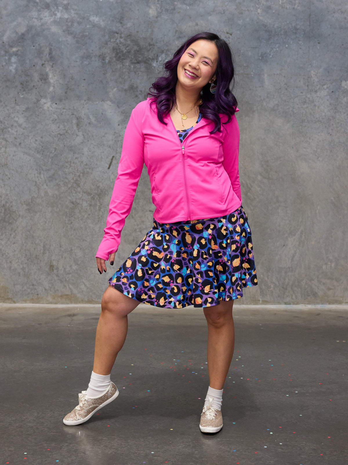 Berry Leopard Skort - active wear skort petite