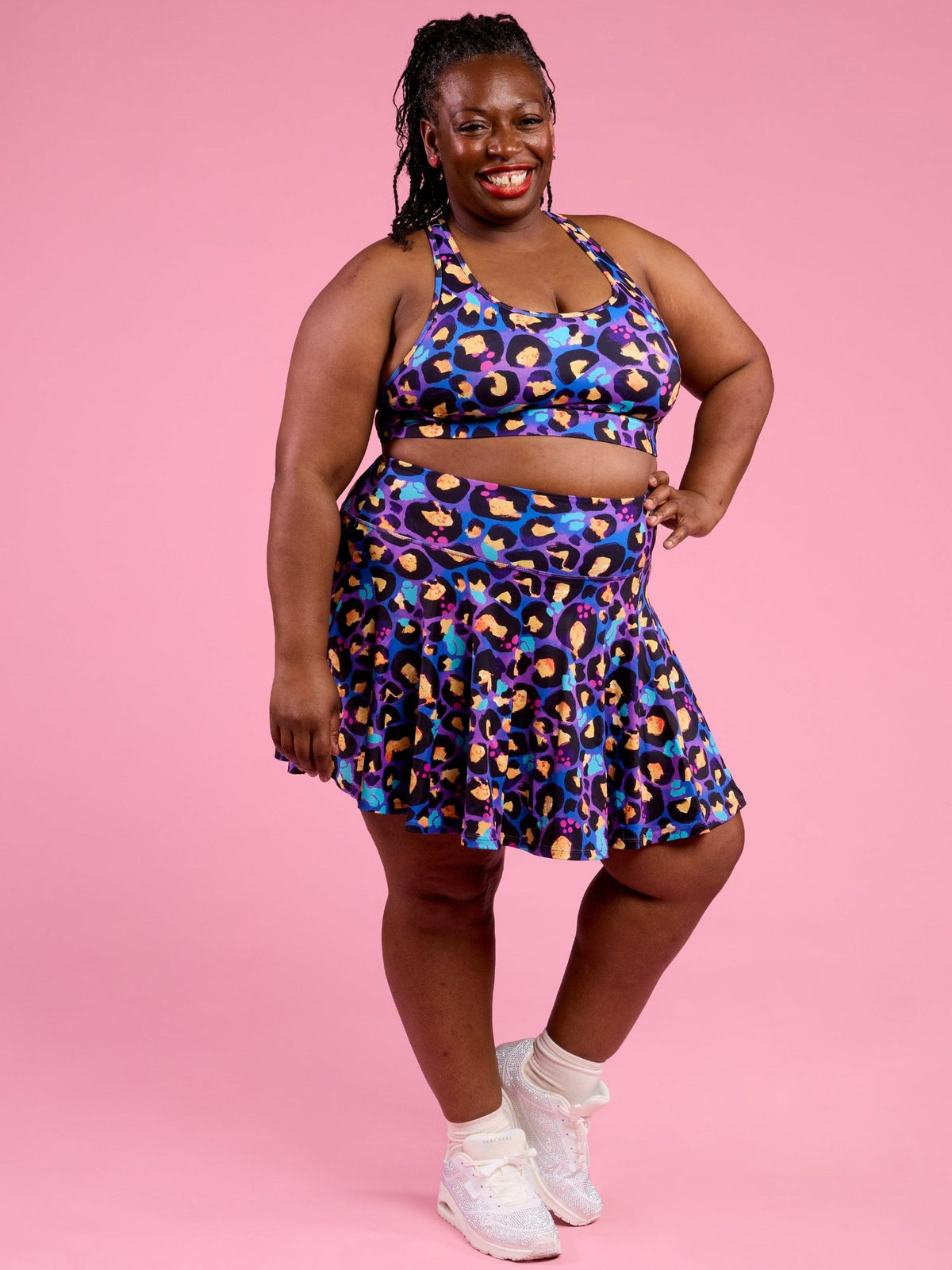 Berry Leopard Skort - built in bike shorts