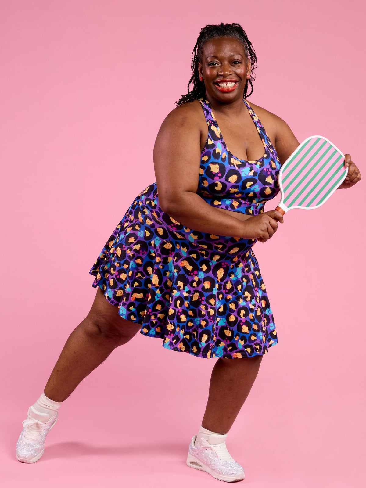 Berry Leopard Skort - a-line silhouette active wear