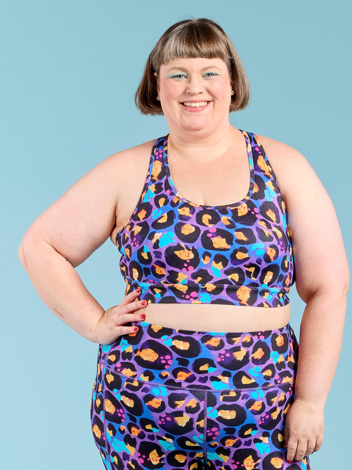 Berry Leopard Ultimate Racerback Crop - Plus size high impact sports bra