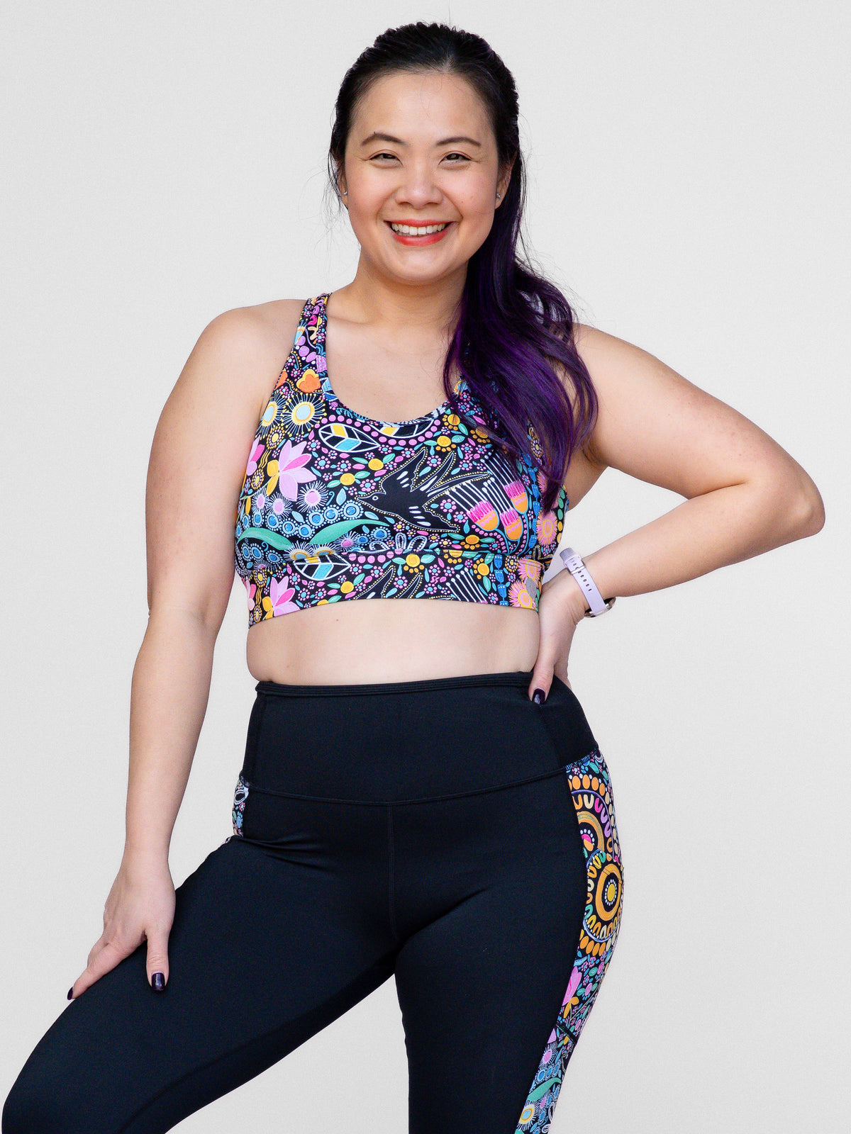 Coastal Wildflowers Be Free Hookback Sports Bra