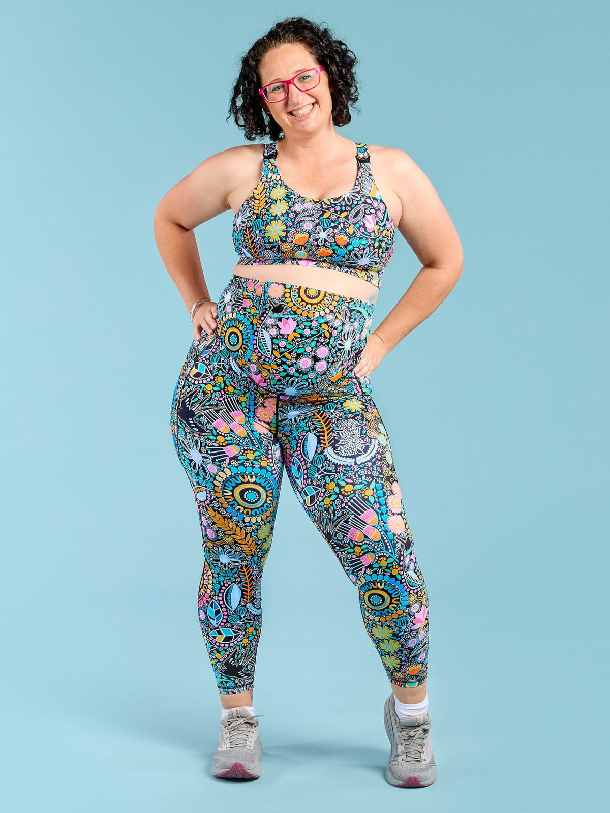 Coastal Wildflowers Maternity Legging - 7/8 length - over the bump pregnancy tights