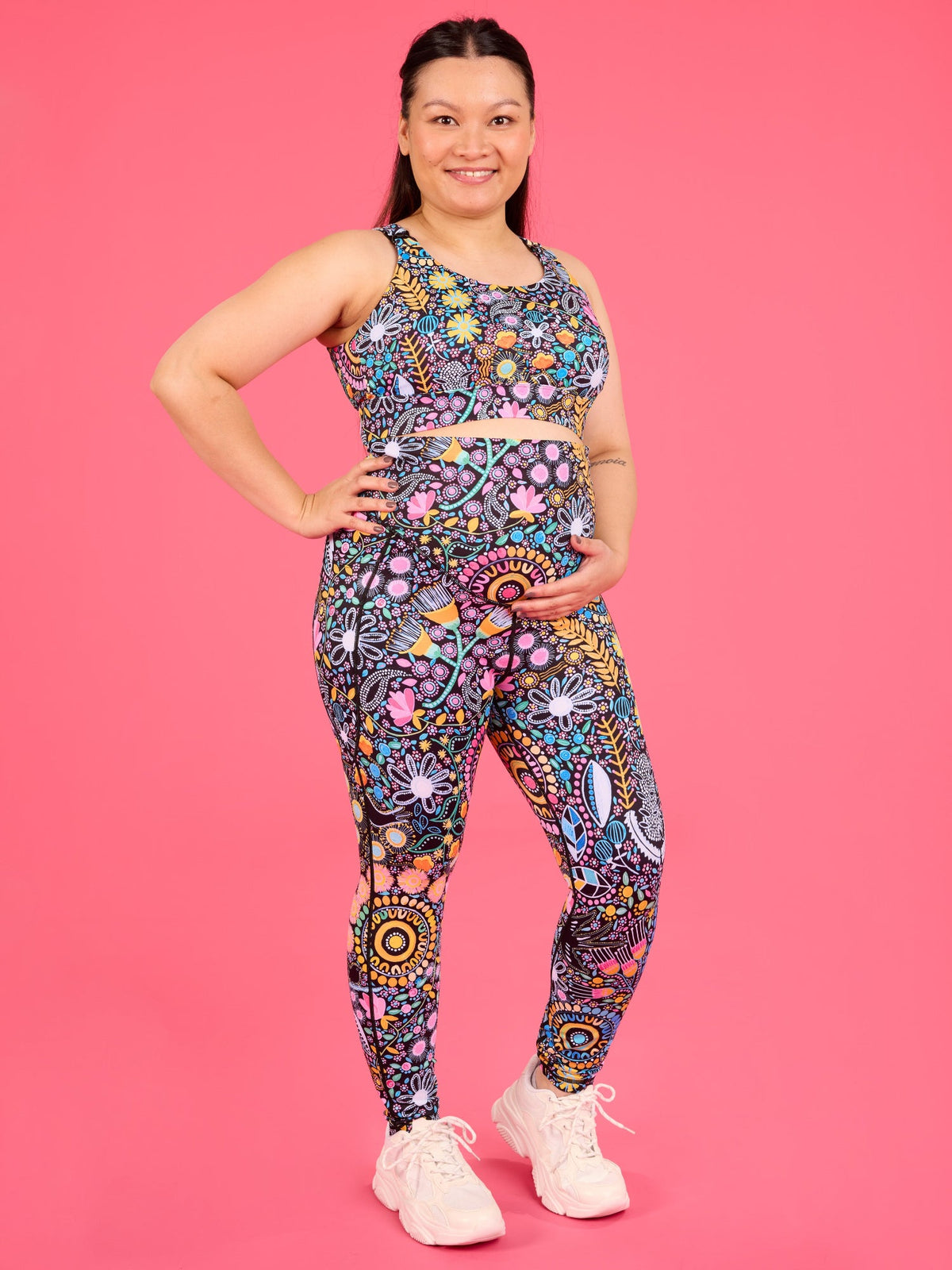 Coastal Wildflowers Maternity Legging - 7/8 length - maternity pregnancy leggings