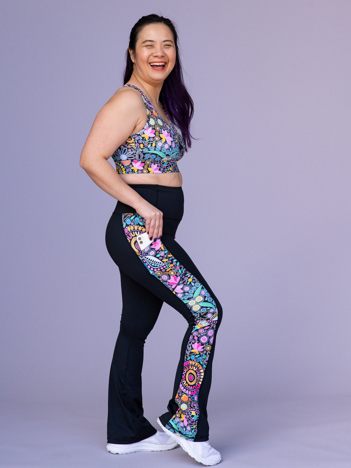 Coastal Wildflowers - Power Flare Legging - petite leggings
