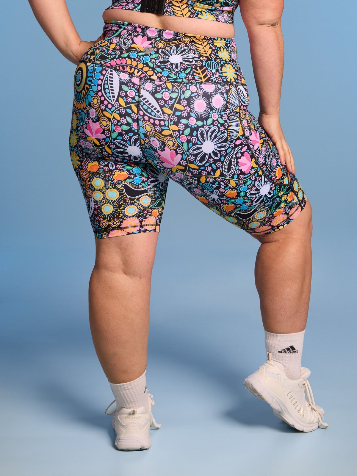Coastal Wildflowers SleekFit Bike Shorts - seamless high waisted bike shorts plus size