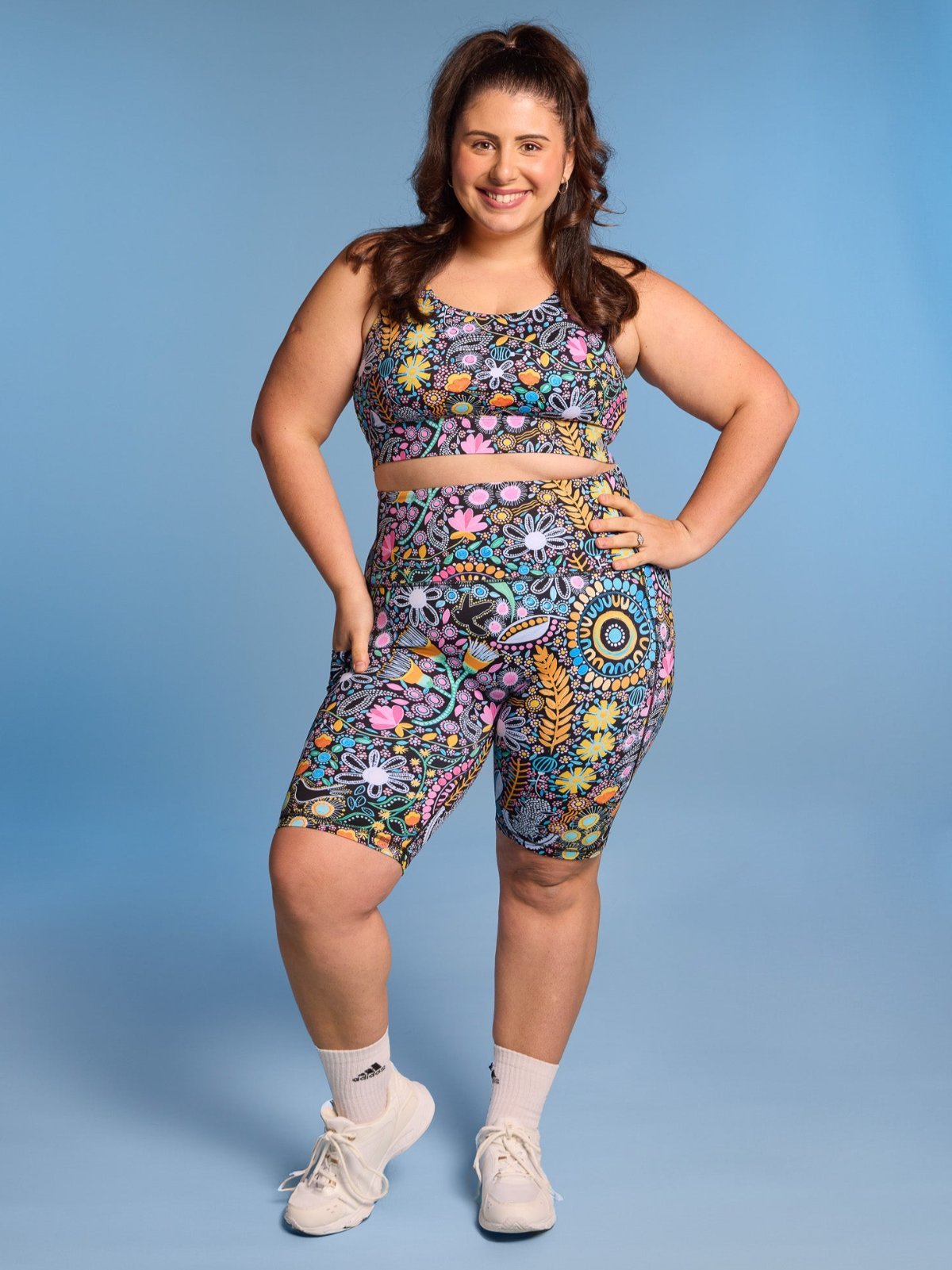 Coastal Wildflowers SleekFit Bike Shorts - seamless high waisted bike shorts plus size