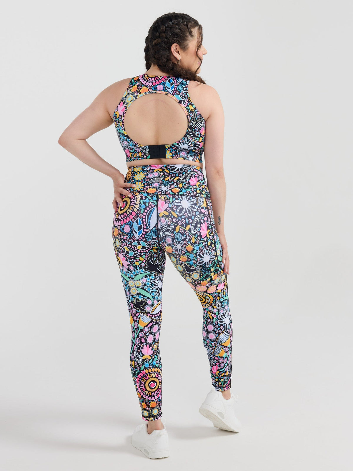 Coastal Wildflowers SleekFit Legging - 7/8-length - black squat proof gym leggings