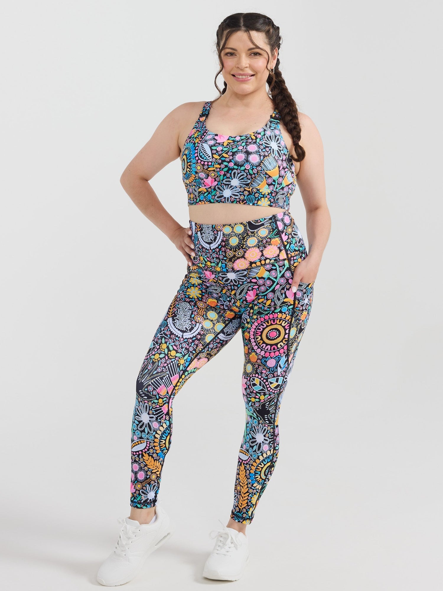 Coastal Wildflowers SleekFit Legging - 7/8-length - high waisted recycled materials