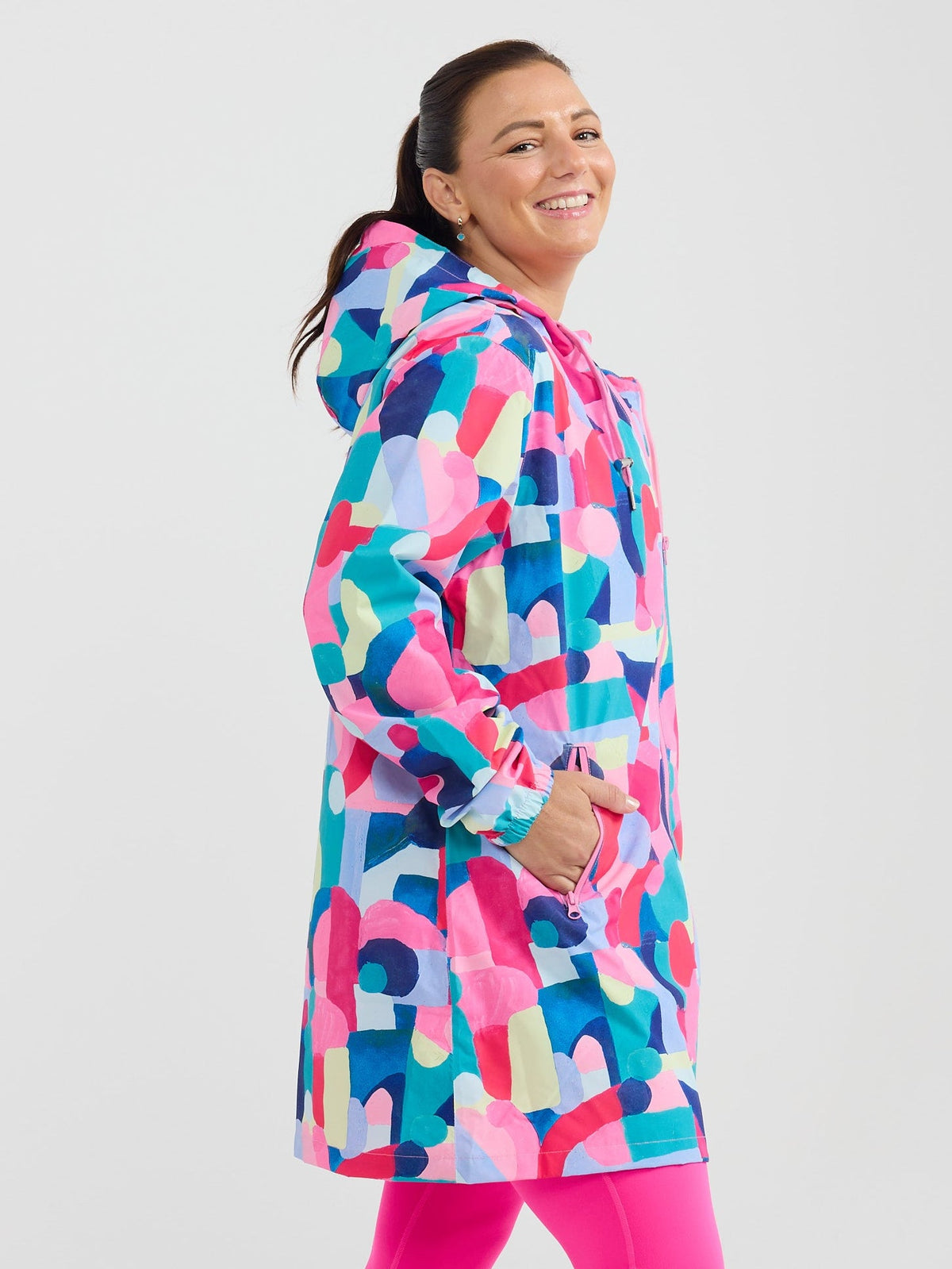 Confetti Jewels Longline Raincoat - Women’s waterproof raincoat Australia