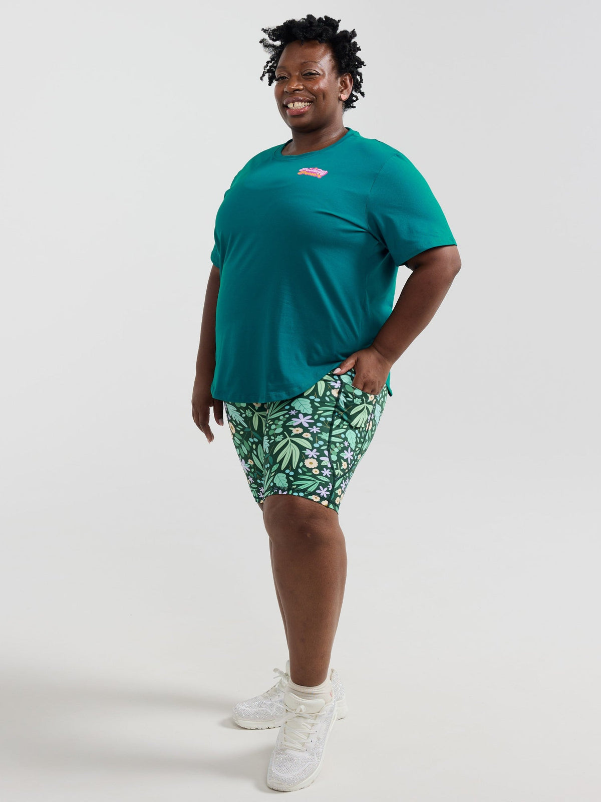 Dark Teal Active Curve Positivi-Tee - longline oversized organic t shirt plus size