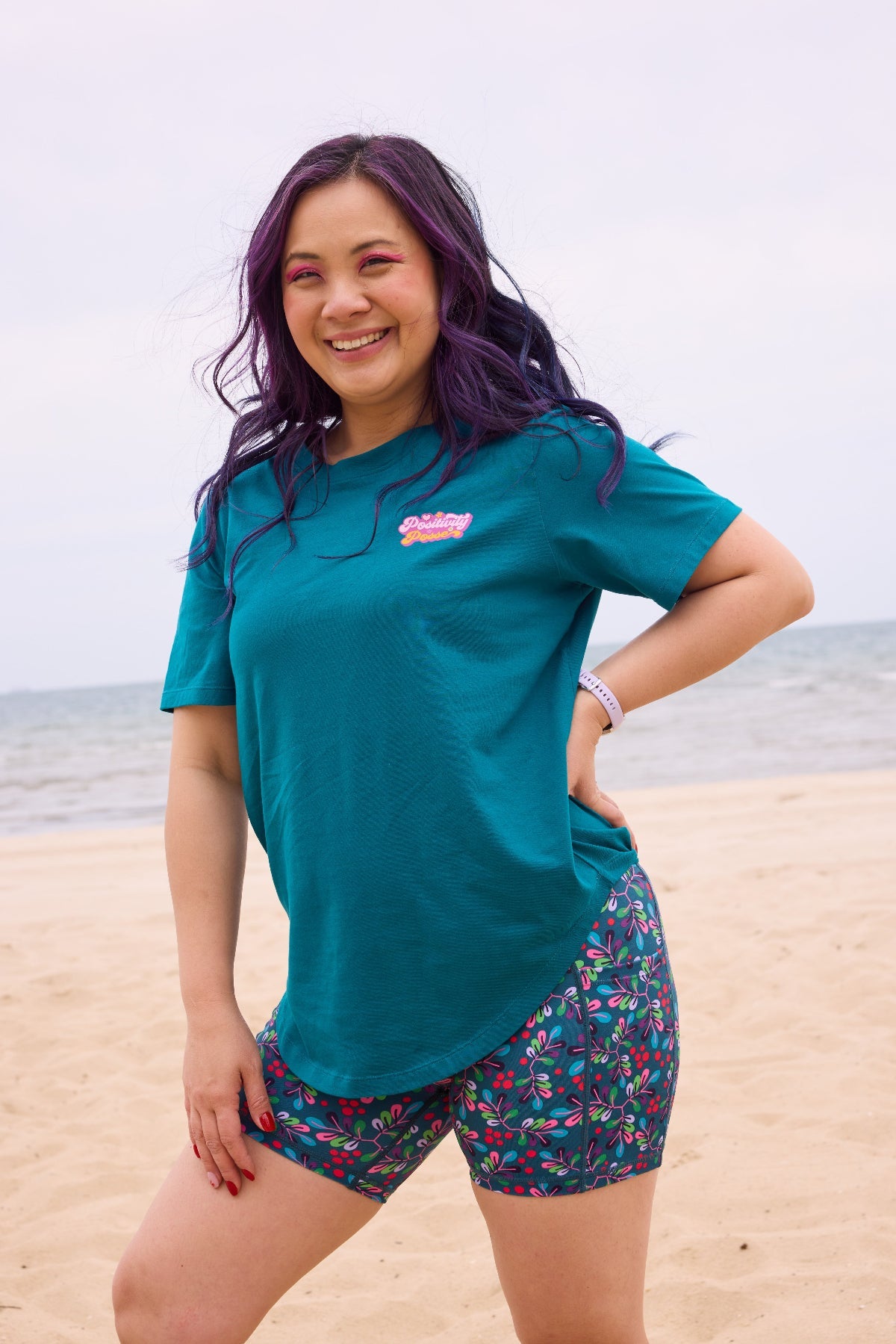 Dark Teal Active Curve Positivi-Tee - teal oversized t shirt petite women