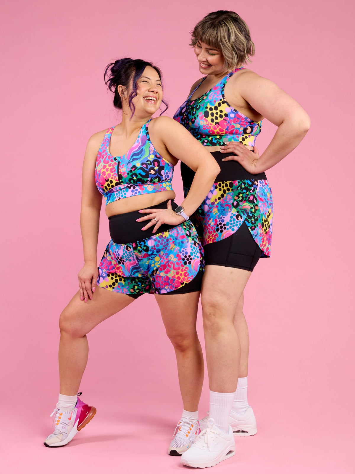 Electric Leopard 2-in-1 Running Shorts - lightweight outer short hidden pockets