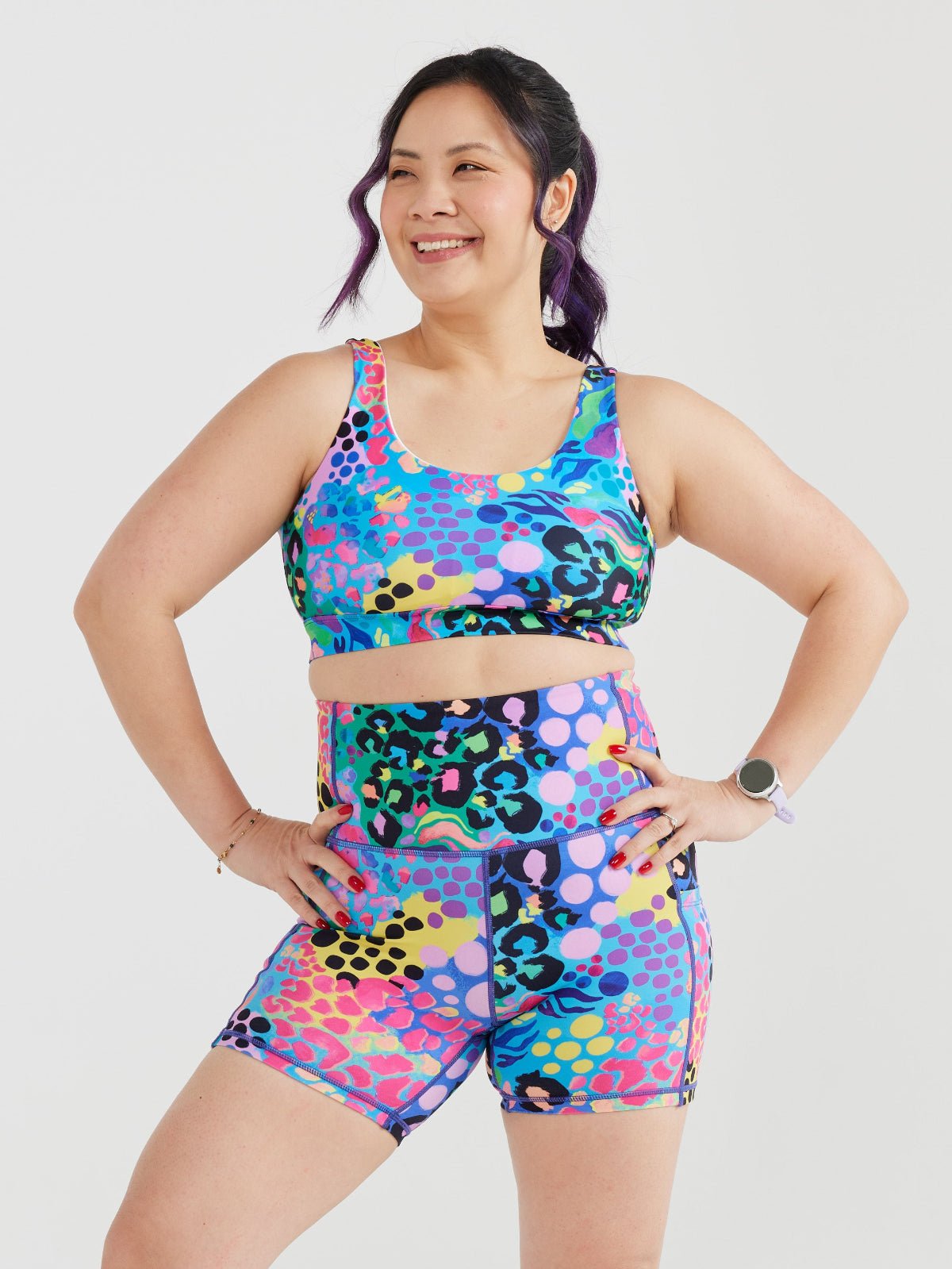 Electric Leopard Active Swim Crop - hybrid womens swim crop
