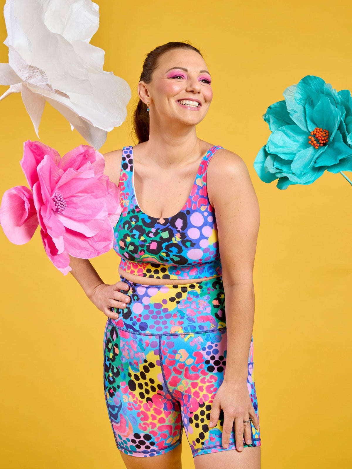 Electric Leopard Active Swim Crop