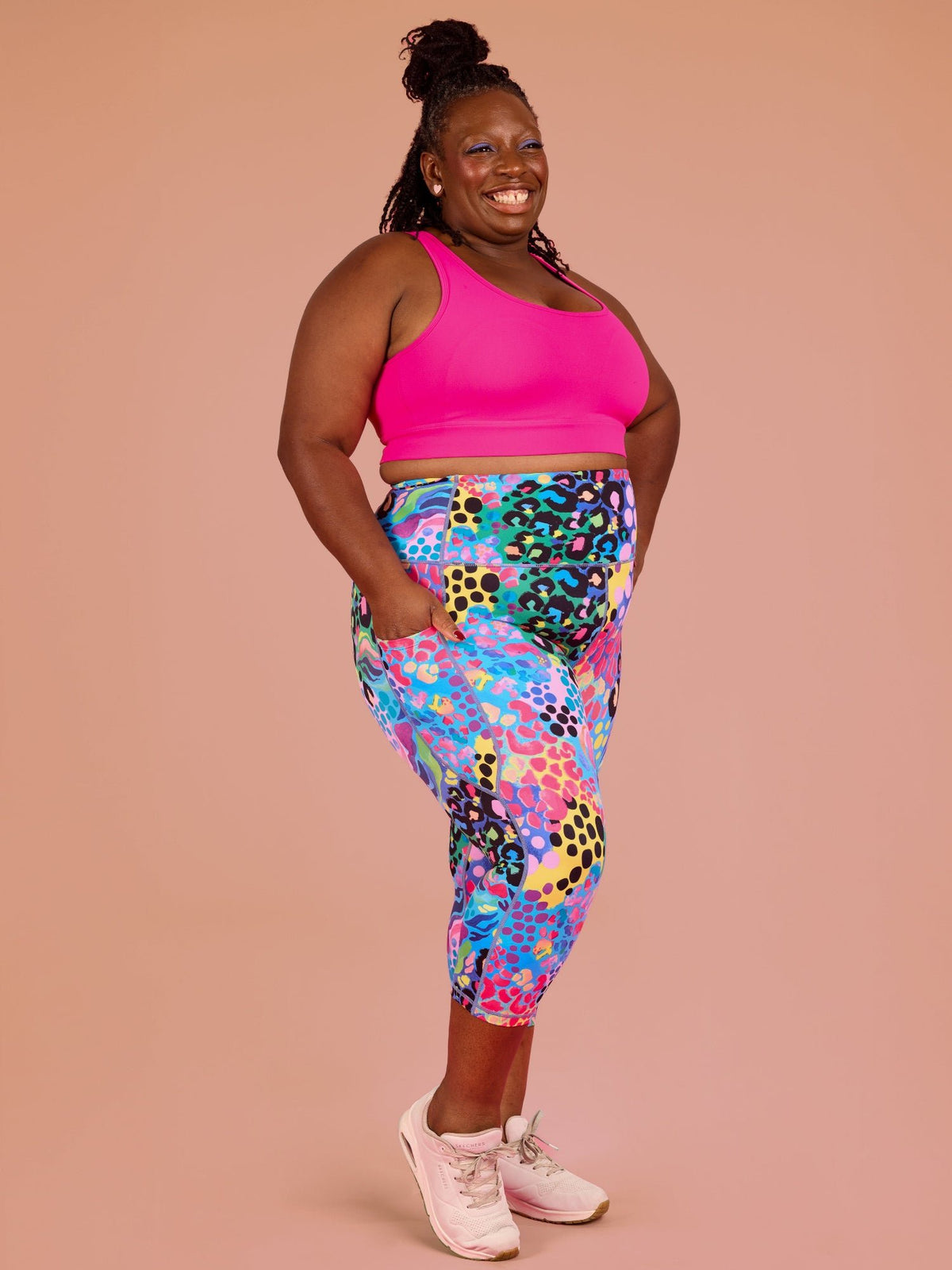 Electric Leopard Everyday Cropped Legging - 3/4 length - high waisted leggings plus size 3/4 length
