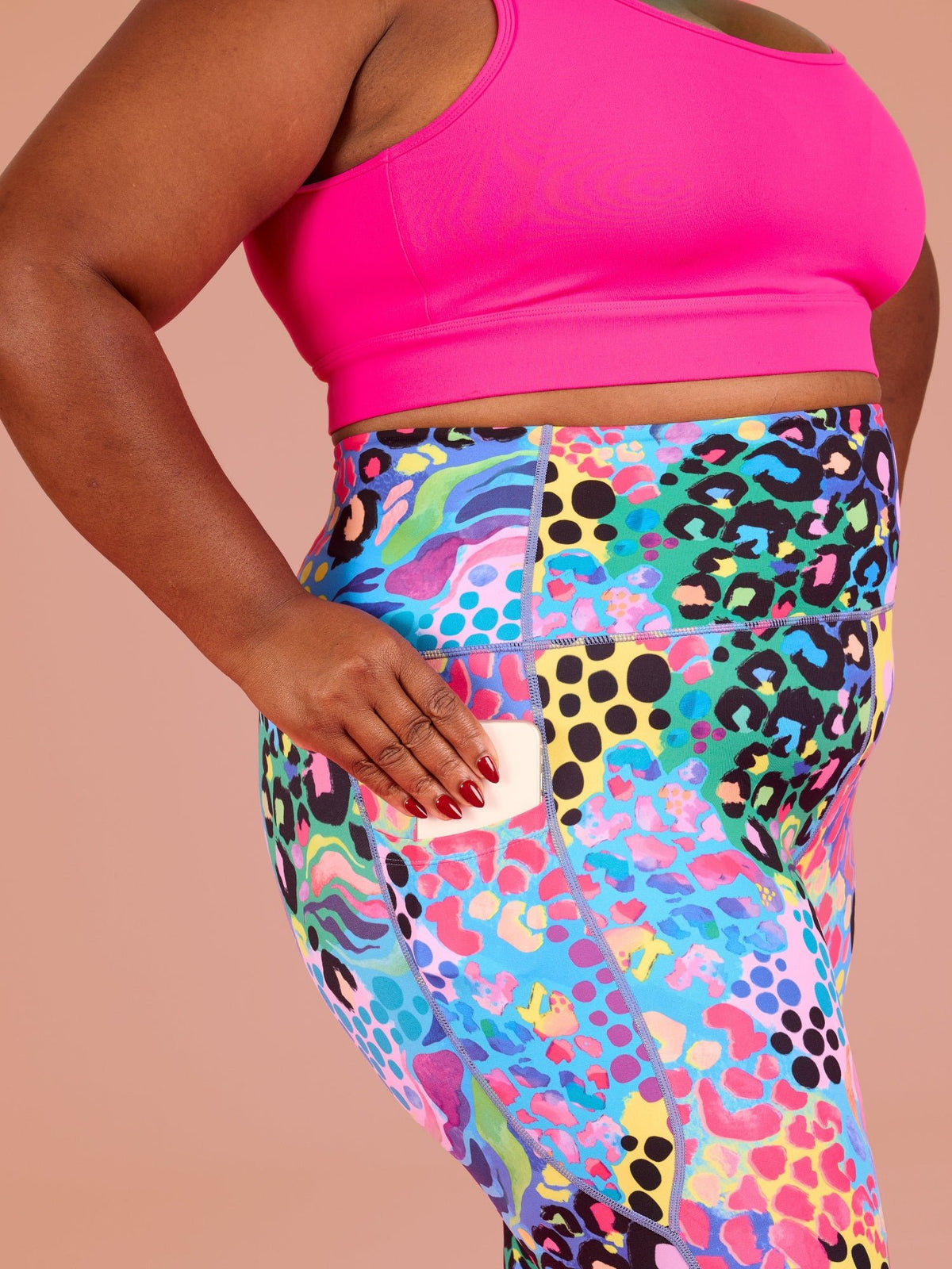 Electric Leopard Everyday Cropped Legging - 3/4 length - mobile phone pocket colourful leggings