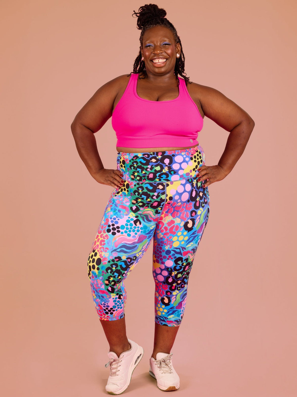 Electric Leopard Everyday Cropped Legging - 3/4 length - colourful cropped leggings with pockets plus size