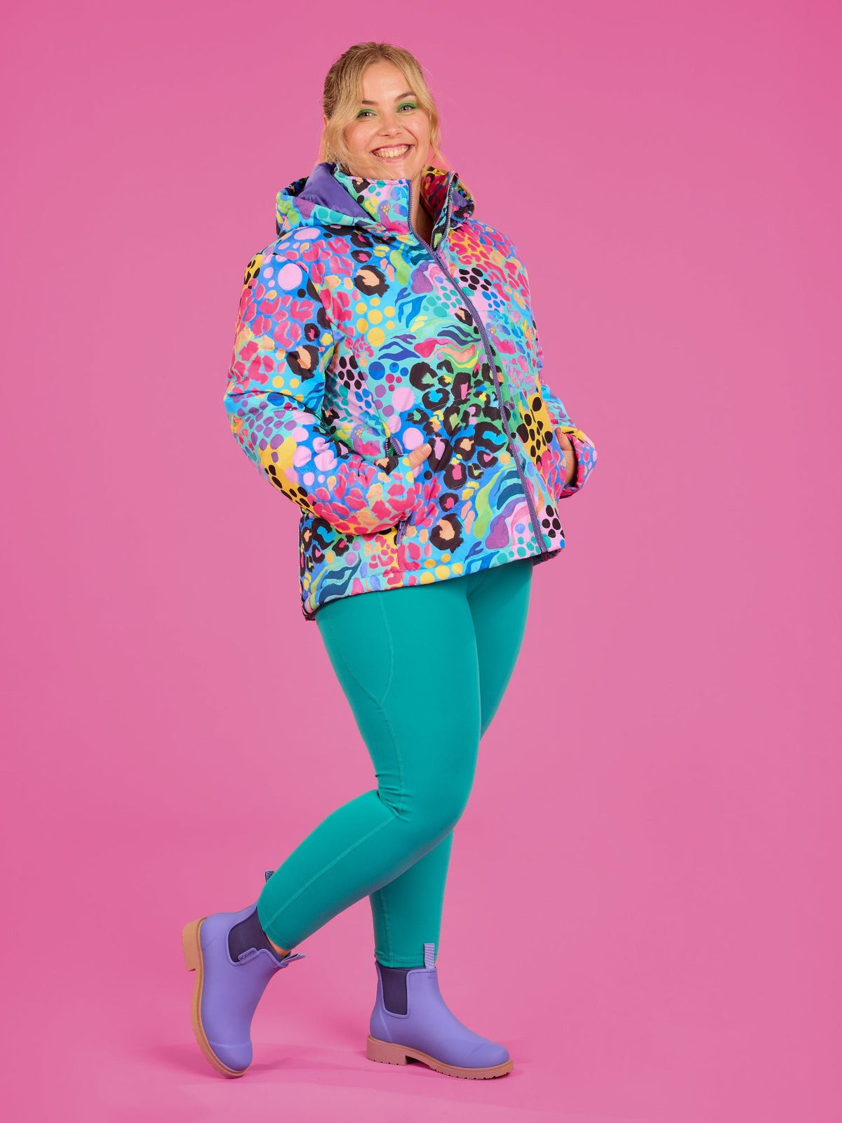 Electric Leopard Hooded Puffer Jacket -