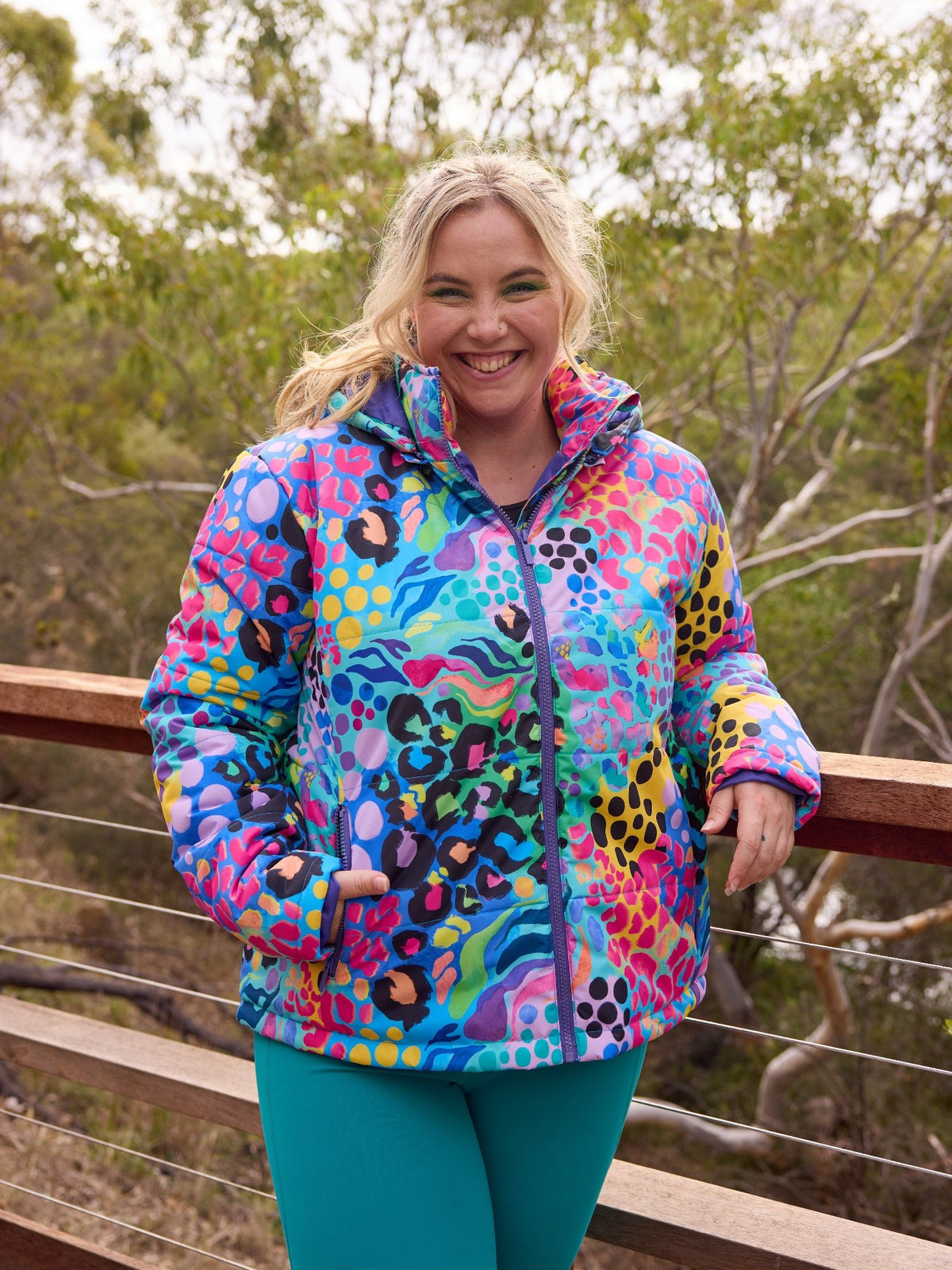 Electric Leopard Hooded Puffer Jacket -