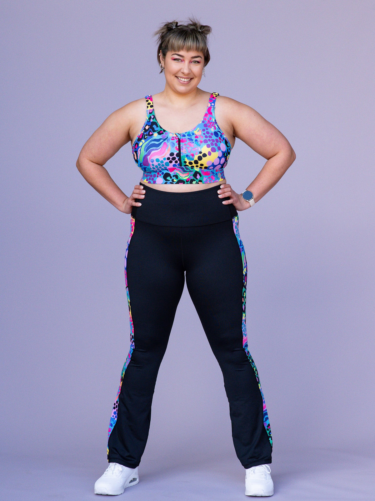 Electric Leopard - Power Flare Legging - tummy control flattering silhouette