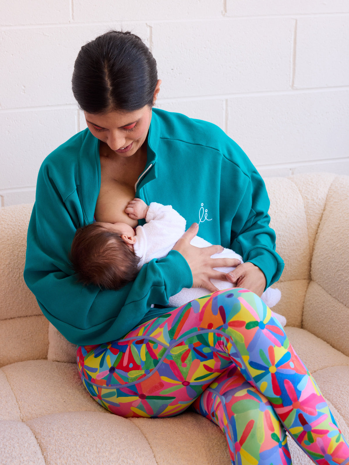 FlexiZip Sweatshirt - Teal - Nursing friendly jumper