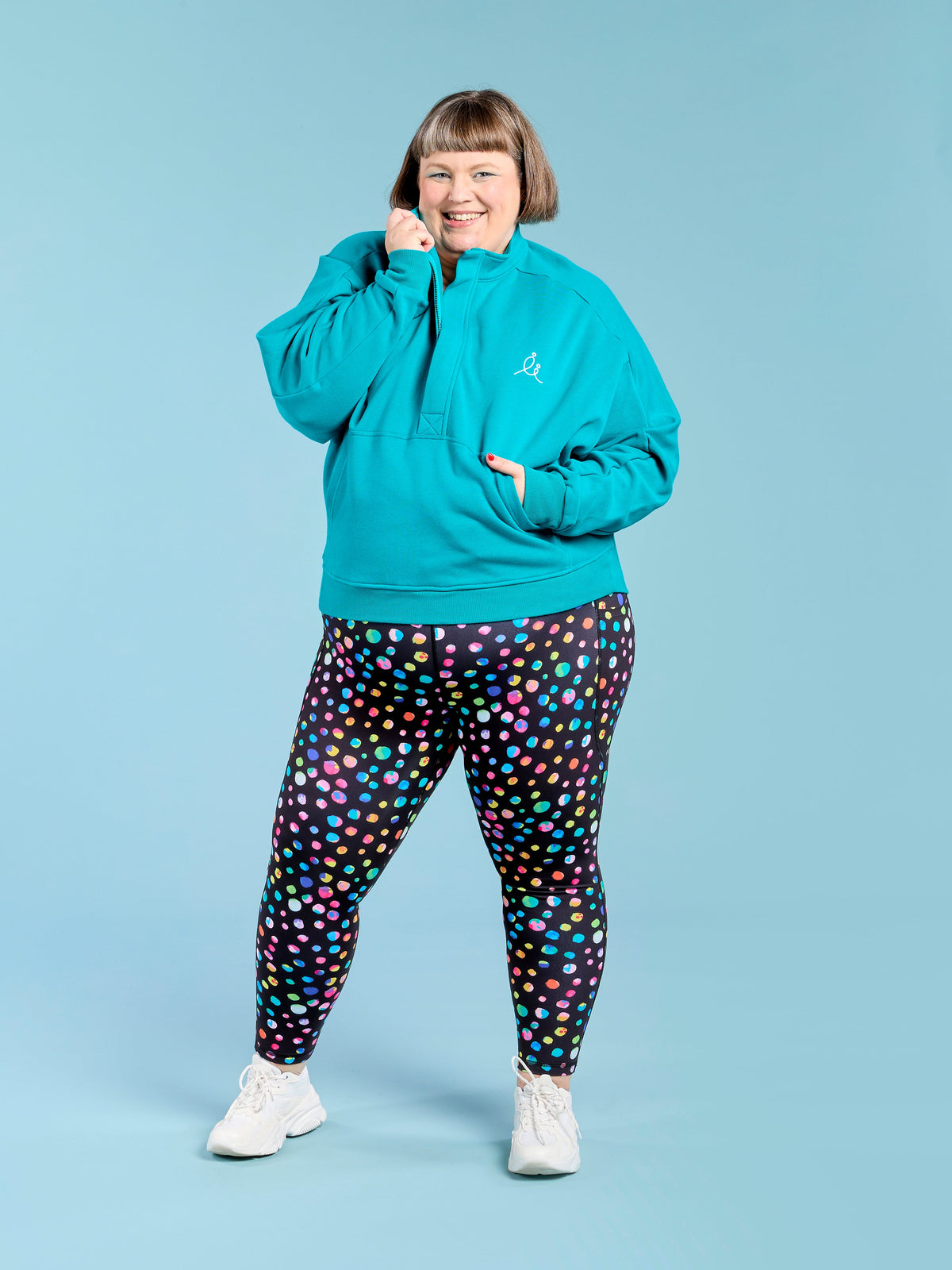FlexiZip Sweatshirt - Teal - oversized womens jumper