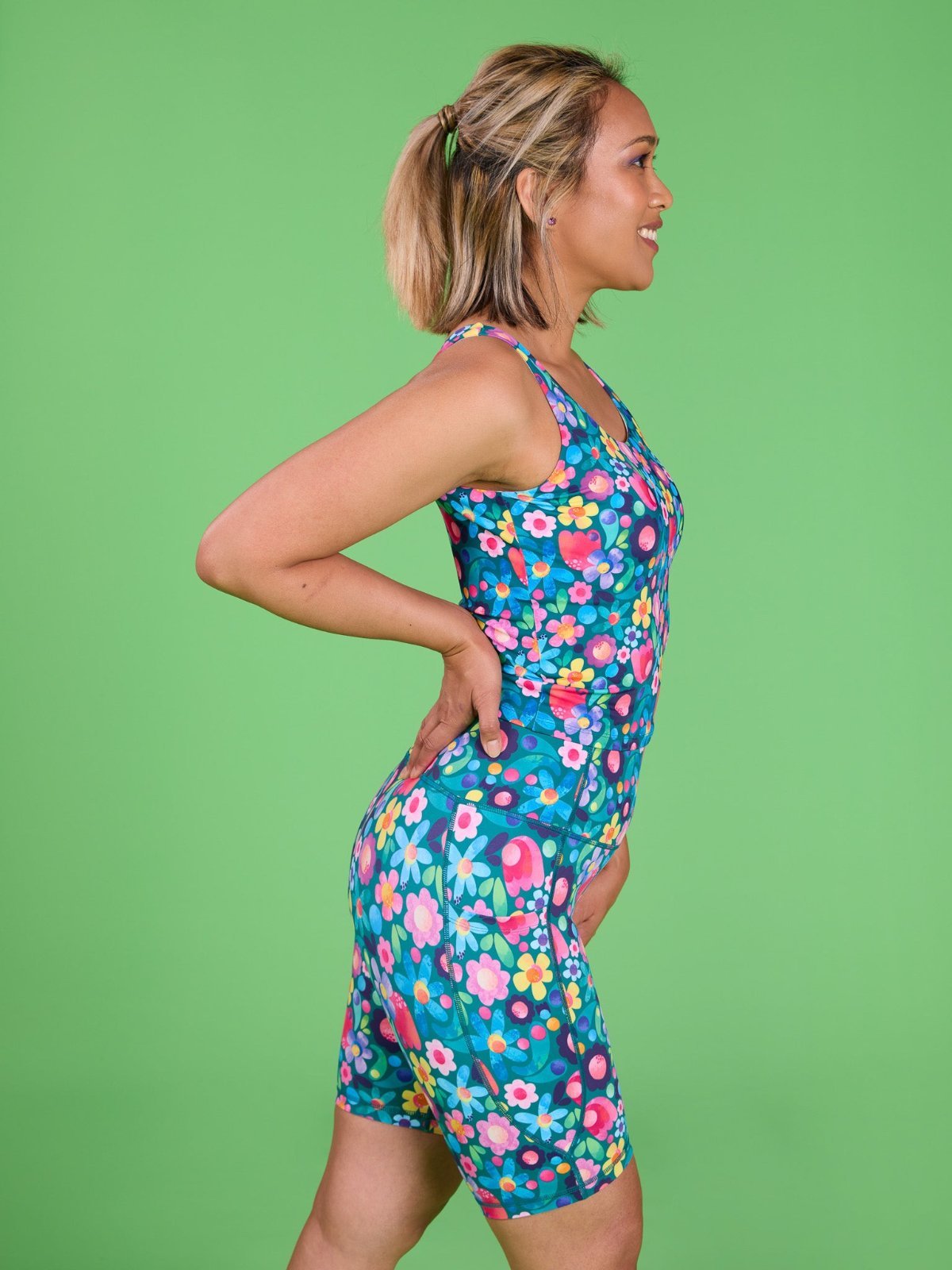 Floral Fields Active Swim Tank - Womens swimmable activewear