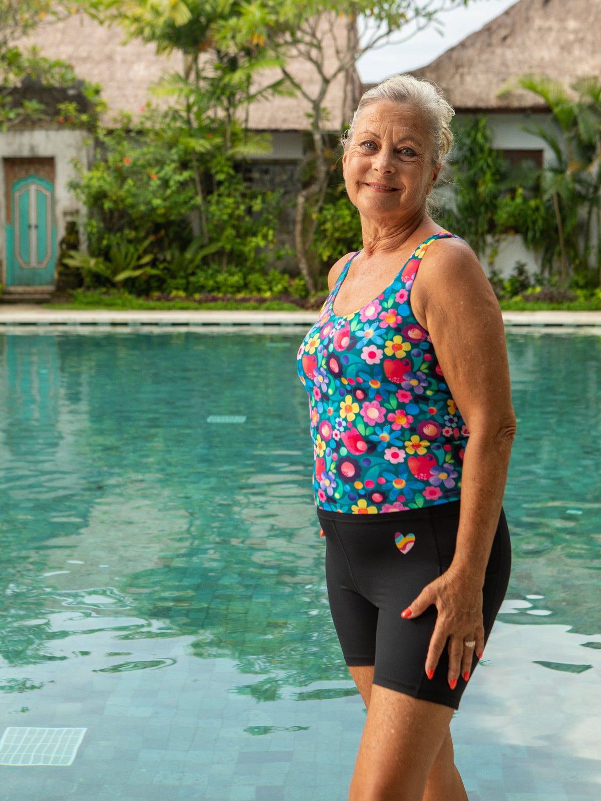 Floral Fields Active Swim Tank - Hybrid swim crop