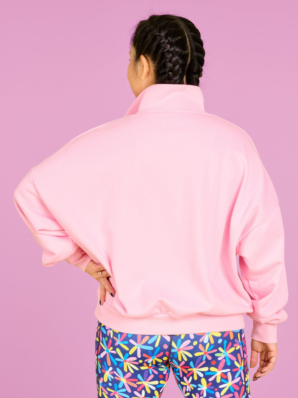 Happy Daisies FlexiZip Sweatshirt - Pink - comfortable flattering sweaters lightweight