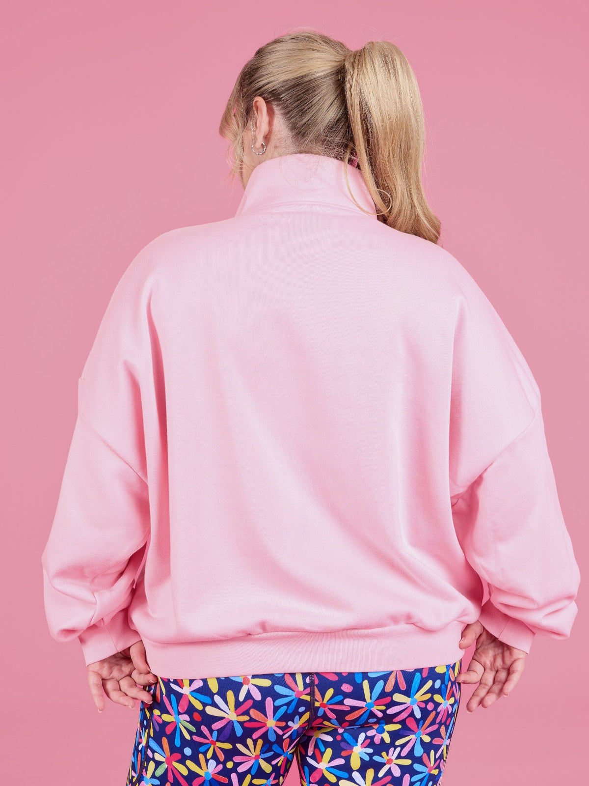 Happy Daisies FlexiZip Sweatshirt - Pink - flattering oversized fit plus size